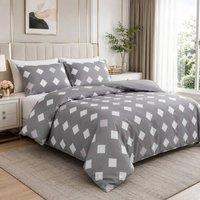 Grace Stylish Premium Microfiber Duvet Cover Set Easy Care Hypoallergenic in Grey | Size: Double