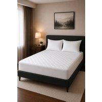 Grace Luxury Quilted Mattress Protector with Deep Pocket in White | Size: Double Fitted
