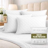 Grace Luxury Quilted Pillow Protector with Zipper Closure in White | Size: Standard Pillow Case