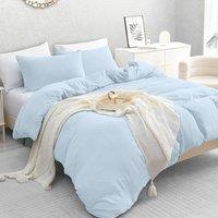 Grace Premium Prewashed Duvet Cover Sets Super Soft with Zipper Closure in Light Blue | Size: Double