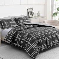 Grace Premium Microfiber Duvet Cover Set Lightweight & Breathable in Black | Size: Double