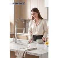 JANLEMNY Spring Kitchen Mixer Tap, Commercial Sink Tap 3 Modes, Brushed in Silver | Size: 1000mm x 400mm