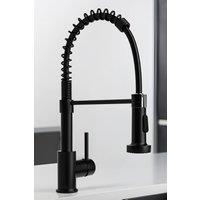 JANLEMNY Matte Black Pull-Down Spring Kitchen Mixer Tap - Dual-Mode Sprayer