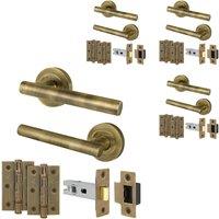 AFIT Antique Brass T-Bar Handle Latch Hinges Set (64mm) 4 Pairs in Gold | Size: 150mm x 150mm