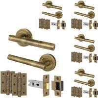 AFIT Antique Brass T-Bar Handle Latch Hinges Set (64mm) 5 Pairs in Gold | Size: 150mm x 150mm