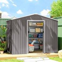 OUTSUNNY 8 x 6ft Garden Storage Shed with Double Door, Grey in Dark Grey | Size: 6x8ft