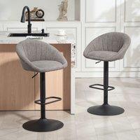HOMCOM Swivel Bar Stools Set of 2 Height Adjustable Bar Chairs in Grey