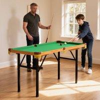 SPORTNOW 4FT Folding Pool Table, Mini Billiards Table Set for Kids, Green | Size: 120 cm
