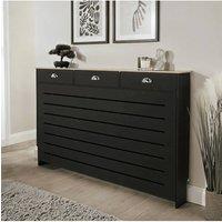 Home Source Batley Large Radiator Cover MDF Wooden Home Decorative Modern Design in Black