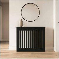 Home Source Loxley Medium Radiator Cover MDF Wooden Home Decorative Modern Design in Black