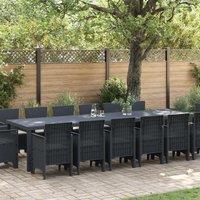 Berkfield Home 15 Piece Garden Dining Set with Cushions Anthracite Poly Rattan