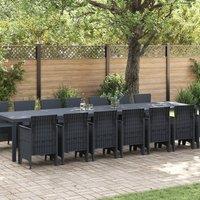 Berkfield Home 15 Piece Garden Dining Set Anthracite Poly Rattan