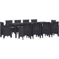 Berkfield Home 11 Piece Garden Dining Set with Cushions Anthracite Poly Rattan