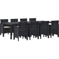 Berkfield Home 9 Piece Garden Dining Set with Cushions Anthracite Poly Rattan