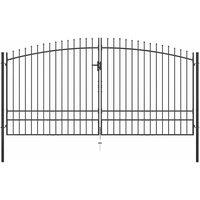 Berkfield Home Double Door Fence Gate with Spear Top 400x248 cm in Black