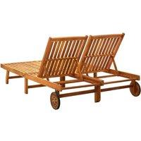 Berkfield Home Comfortable 2-Person Sun Lounger Solid Acacia Wood in Brown