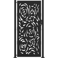 Berkfield Home Beautiful Garden Gate Black 105x205 cm Steel Flame Design