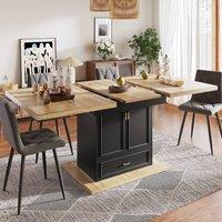 Merax Extendable Telescopic Dining Table With Base Drawer Storage Cupboard in Black