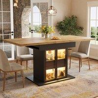 Merax Extendable 4-6 Seater Dining Table with LED & Storage Base in Black