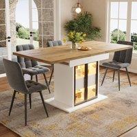 Merax Extendable 4-6 Seater Dining Table with LED & Storage Base in White