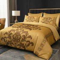 Grace Oeko Tex Certified Ultrasoft Duvet Cover Sets Machine Washable in Gold | Size: Single