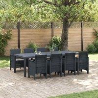 Berkfield Home 9 Piece Garden Dining Set with Cushions Anthracite Poly Rattan in Black