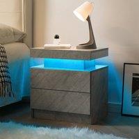 Direct Wicker Nightstand LED Bedside Table Cabinet Modern End Side with 2 Drawers in Grey | Size: 1 Pack
