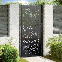 Berkfield Home Garden Gate Black 105x205 cm Steel Flame Design