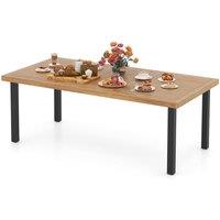 Costway Patio Dining Table for 8 Large Rectangle Table with Wood Tabletop in Natural