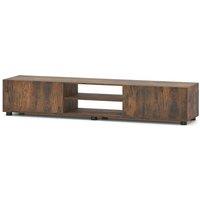 Costway Modern TV Stand Minimalist Entertainment Center with 2 Doors in Brown