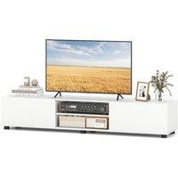 Costway Modern TV Stand Minimalist Entertainment Center with 2 Doors in White