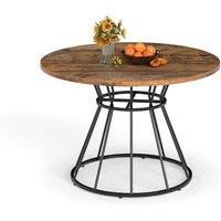 Costway Round Dining Table for 4 Farmhouse Kitchen Table with Wooden Tabletop in Brown