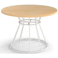 Costway Round Dining Table for 4 Farmhouse Kitchen Table with Wooden Tabletop in Natural