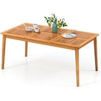 Costway Patio Table Outdoor Acacia Wood Dining Table for 6 People-Natural in Natural