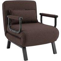 Costway Convertible Sleeper Chair Folding Sofa Bed with Adjustable Backrest in Brown