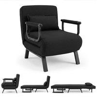 Costway Convertible Sleeper Chair Folding Sofa Bed with Adjustable Backrest in Black