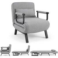 Costway Convertible Sleeper Chair Folding Sofa Bed with Adjustable Backrest in Grey