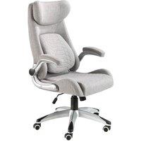 Angel Cerda Grey Fabric Swivel Office Chair with Folding Armrests & Wheels