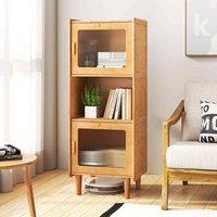 KORVIXA Small Corner Sideboard Storage Organizer in Natural | Size: 100 cm