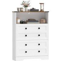 KORVIXA Farmhouse Shoe Storage Cabinet with 2 Flip Drawers in White | Size: 0.6m2