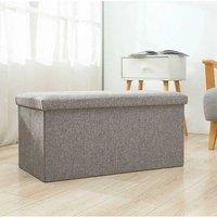 NESTLUNE Home Folding Ottoman Storage Box Pouffe Seat Stool in Grey | Size: 100 cm x 15 cm