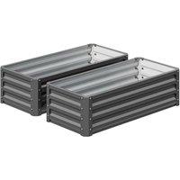 NESTLUNE Set of 2 Raised Garden Bed Galvanised Planter Box, Light Grey | Size: 1.25kg
