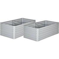 NESTLUNE 2pcs Galvanised Steel Outdoor Raised Bed in Grey | Size: 1.25kg