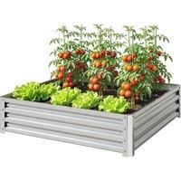 NESTLUNE Raised Garden Bed Metal Patio Backyard Flower Planter in Silver | Size: 1.25kg