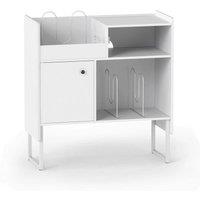 KORVIXA Large Turntable Cabinet Record Player Stand in White | Size: 100 cm x 100 cm