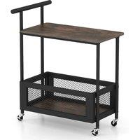 KORVIXA 2-Tier Sofa Side Table with Open Shelf & Mesh Basket in Black | Size: 100 cm x 100 cm