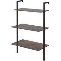 KORVIXA 3-Tier Industrial Wall Mounted Shelves in Brown | Size: 100 cm x 100 cm