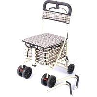 FLAVORA 6 Wheel Shopping Trolley With Seat in Beige | Size: 0.6m2