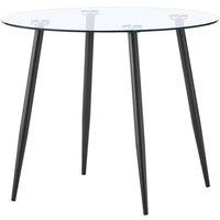 SPETLEK ONLY Dining Table Tempered Glass Padded Home Kitchen Furniture in Black | Size: 0.6m2