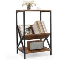 Havendro Record Holder Shelf 3-Tier Record Player Stand Magazine Holder in Brown